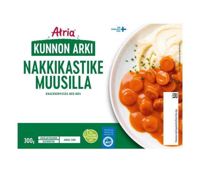 Atria Kunnon Arki Nakkikastike Muusilla 300g