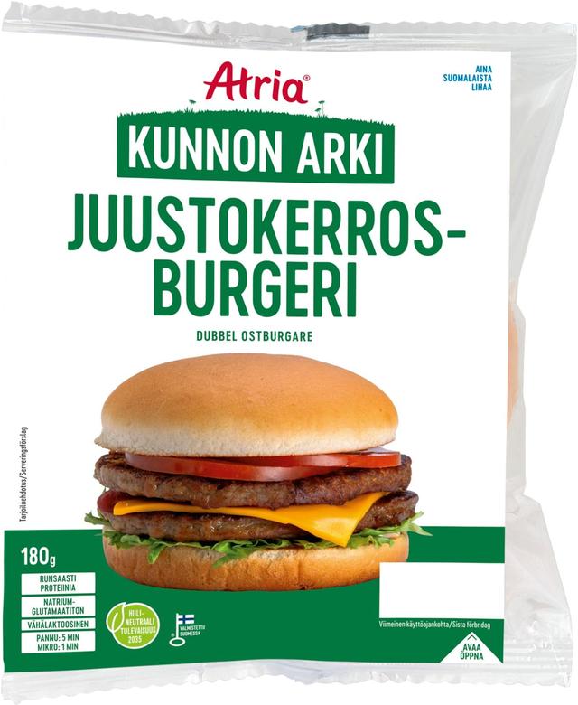 Atria Kunnon Arki Juustokerrosburgeri 180g
