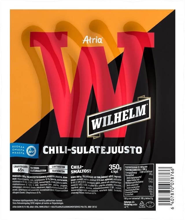 Atria Wilhelm Chili-sulatejuusto 350g