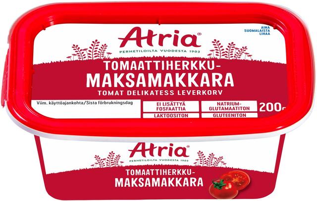 Atria Levitettävä Tomaattiherkkumaksamakkara 200g