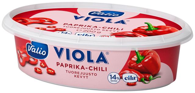 Valio Viola® kevyt e200 g paprika-chili tuorejuusto laktoositon
