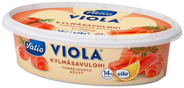 Valio Viola® kevyt e200 g kylmäsavulohi tuorejuusto laktoositon