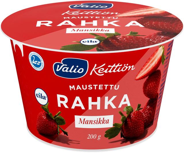 Valio Keittiön maustettu rahka 200 g mansikka laktoositon