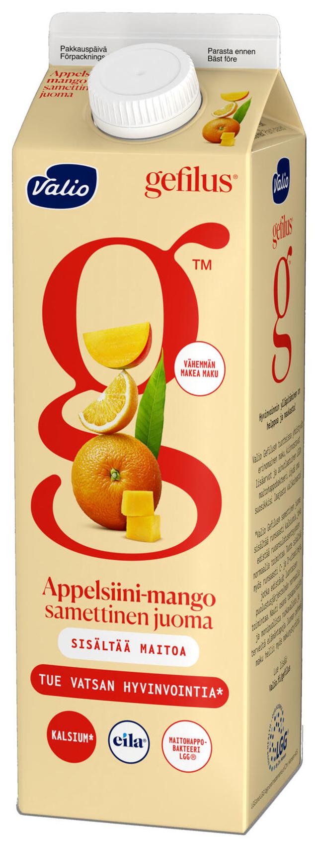 Valio Gefilus® samettinen juoma 1 l appelsiini-mango laktoositon