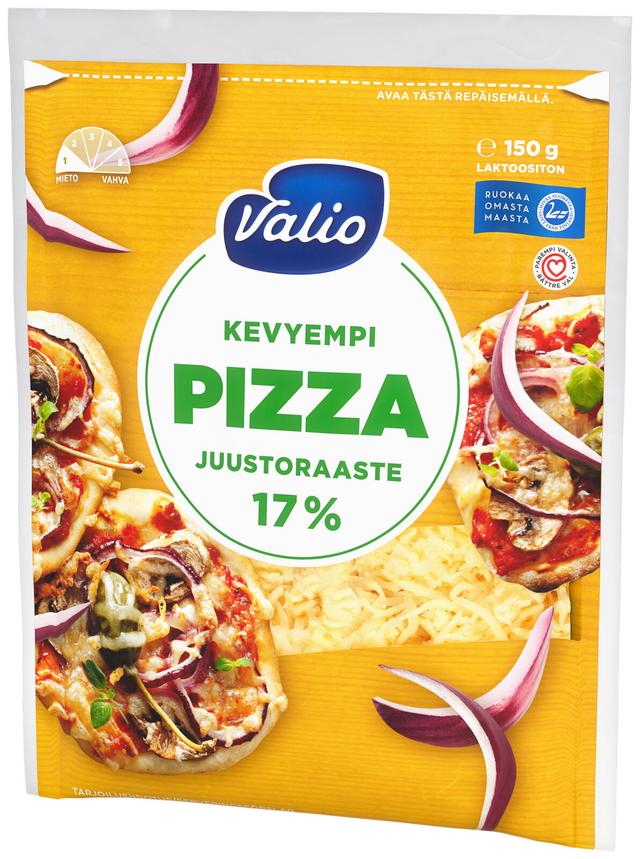 Valio kevyempi pizzajuusto 17 % e150 g raaste