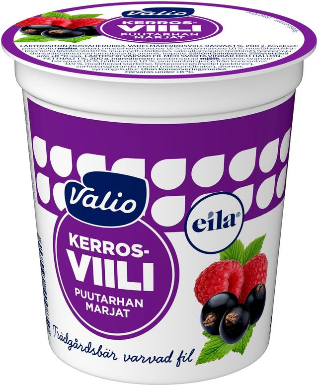 Valio kerrosviili 1 % 200 g puutarhan marjat laktoositon