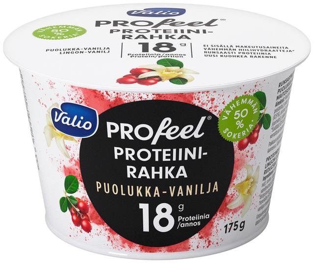 Valio PROfeel® proteiinirahka 175 g puolukka-vanilja vähemmän hiilihydraatteja laktoositon