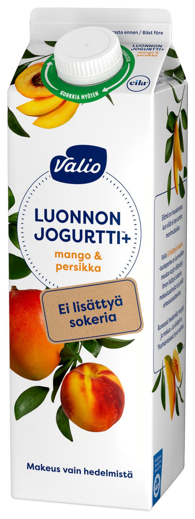 Valio Luonnonjogurtti+™ mango & persikka 1 kg ei lisättyä sokeria, laktoositon