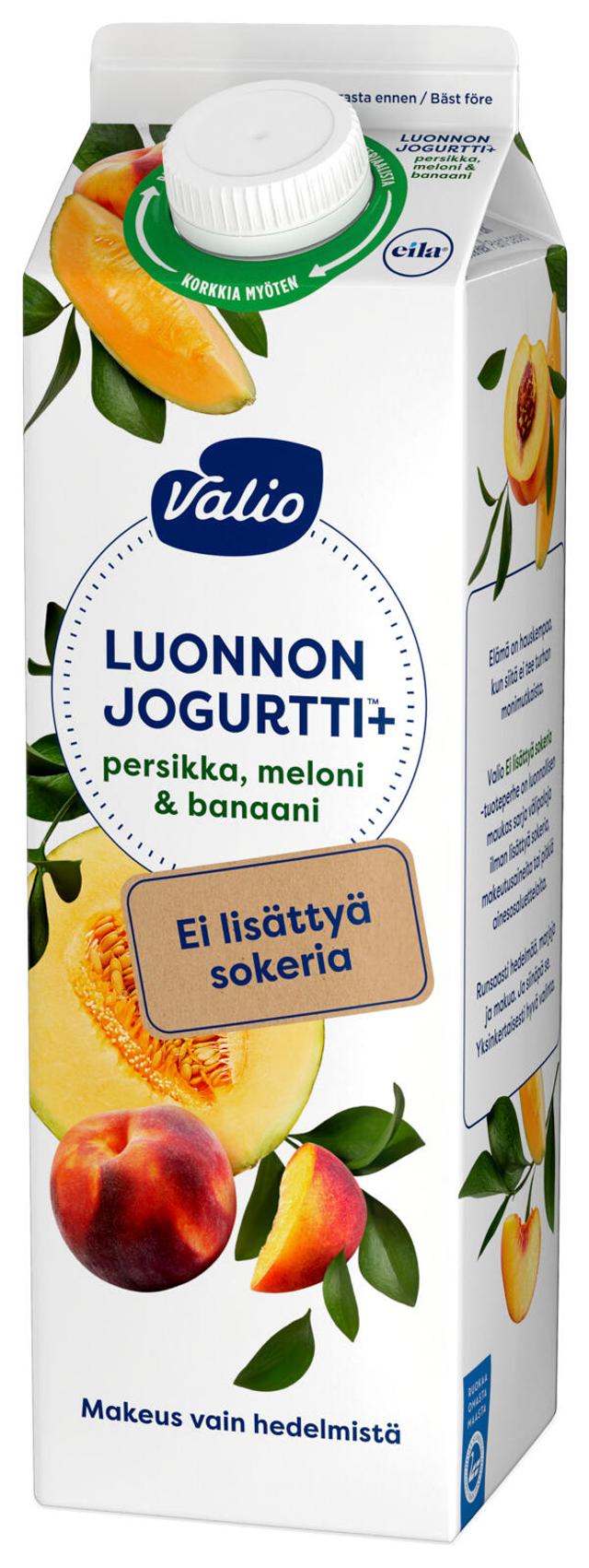 Valio Luonnonjogurtti+™ persikka, meloni & banaani 1 kg ei lisättyä sokeria, laktoositon