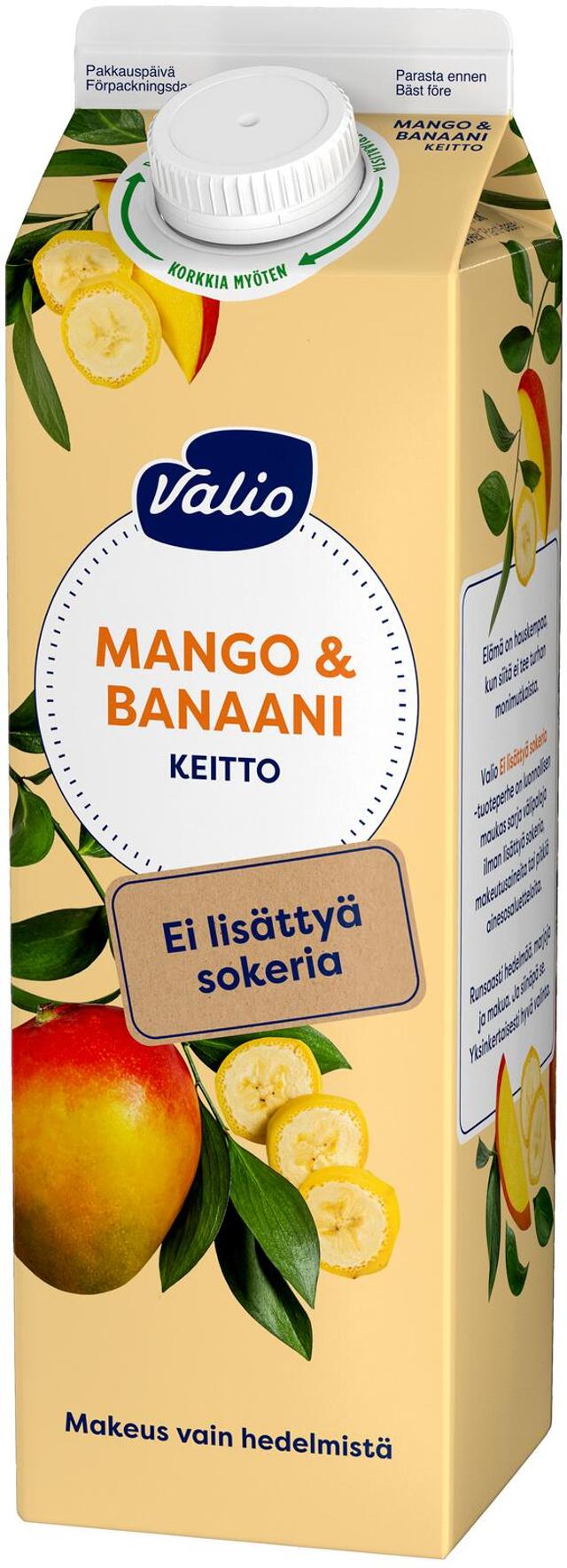 Valio mango-banaanikeitto 1 kg ei lisättyä sokeria, makeutusaineeton