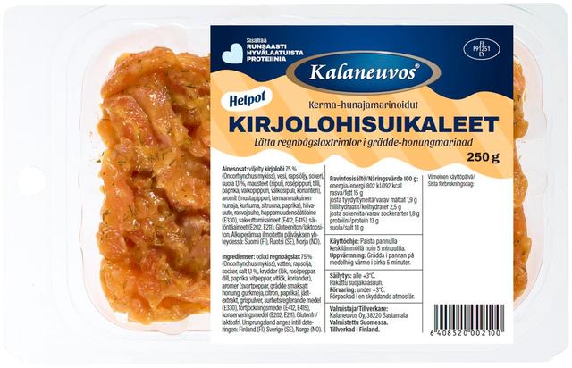 Kalaneuvos Kerma-hunajamarinoidut kirjolohisuikaleet, 250g