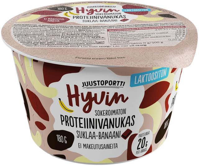 Juustoportti Hyvin proteiinivanukas 180 g banaani-suklaa laktoositon