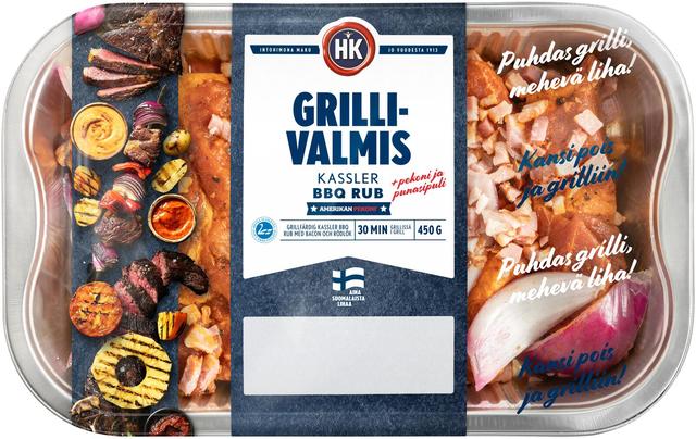 HK Grillivalmis kassler BBQ rub pekonilla ja punasipulilla 450 g