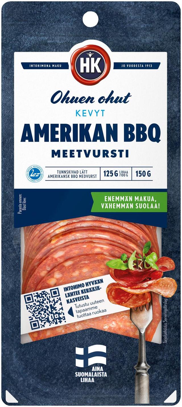 HK Ohuen ohut Kevyt Amerikan BBQ meetvursti 150 g