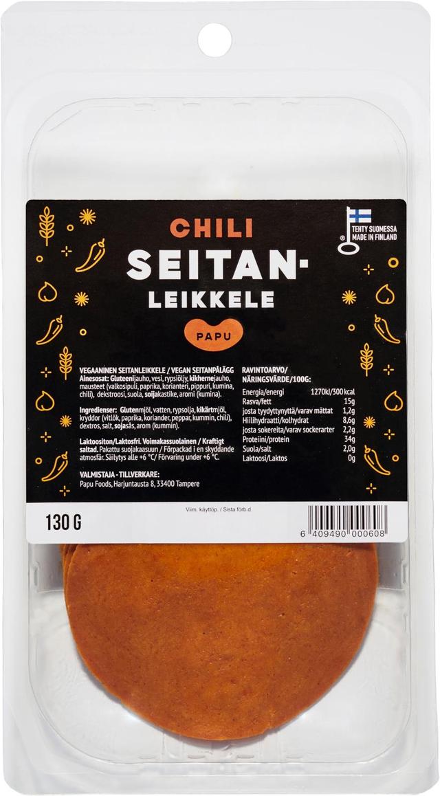 Papu Chili-seitanleikkele 130g