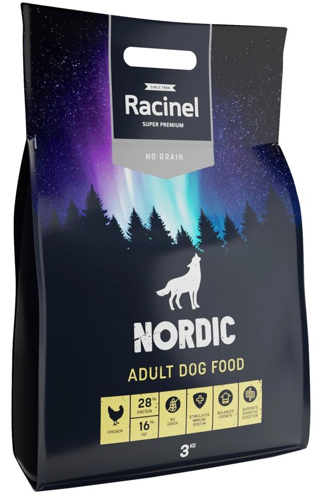 Racinel Nordic adult chicken täysravinto kanasta kaikille aikuisille koirille 3 kg