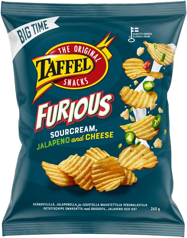 Taffel Furious sourcream chili jalapeno & cheese maustettu sipsi 260g