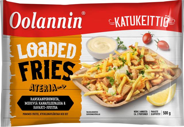 Oolannin Katukeittiö loaded fries juustoinen kana-ateria 500g