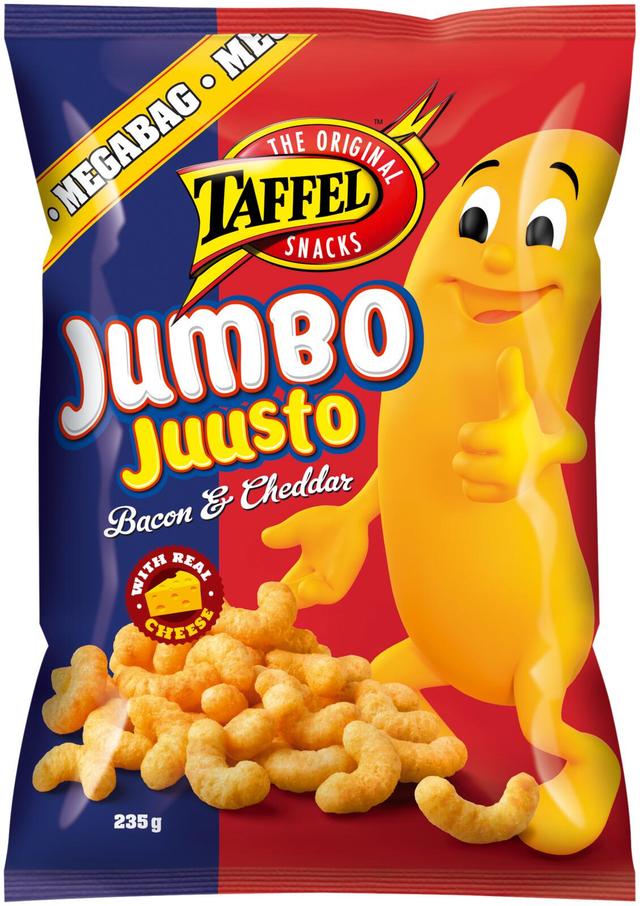 Taffel Jumbojuusto bacon & cheddar maustettu juustosnacks 235g