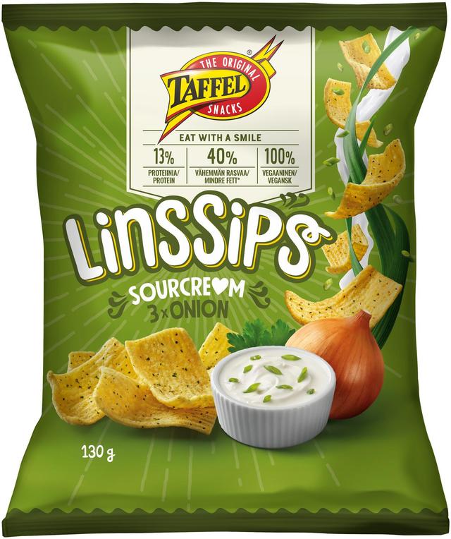 Taffel LinsSips sourcre*m ja 3 x onion maustettu linssisipsi 130g