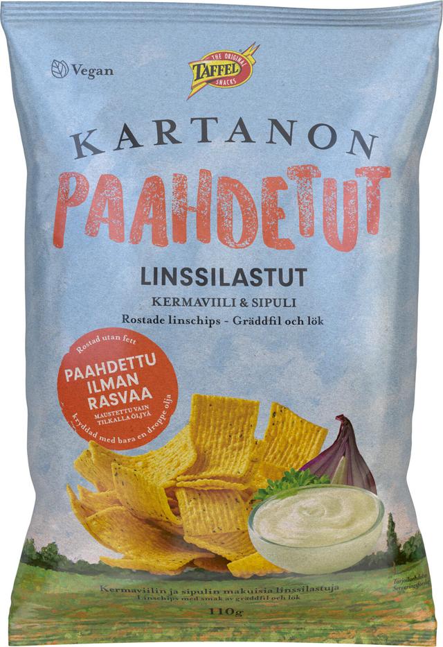 Taffel Kartanon paahdettu linssilastu kermaviili ja sipuli 110g