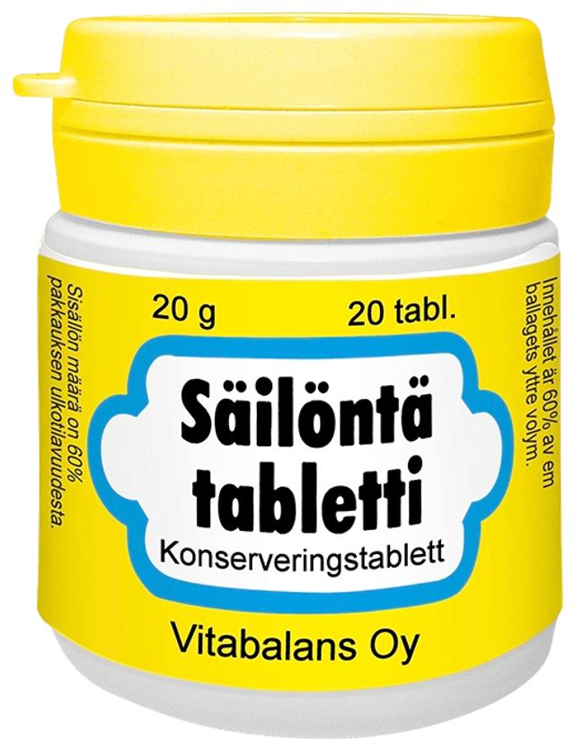 Säilöntätabletti 20 kpl 20 g Vitabalans