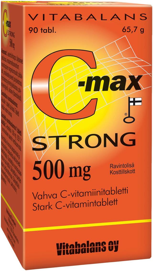 C-max Strong 500 mg 90 tabl., vahva C-vitamiinitabletti,  Vitabalans