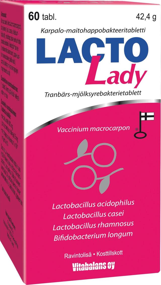Lacto Lady 60 tabl., karpalo-maitohappobakteerivalmiste,  Vitabalans