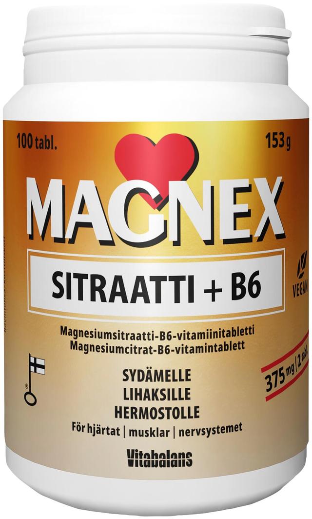 Magnex sitraatti + B6- vitamiini 100 tabl.