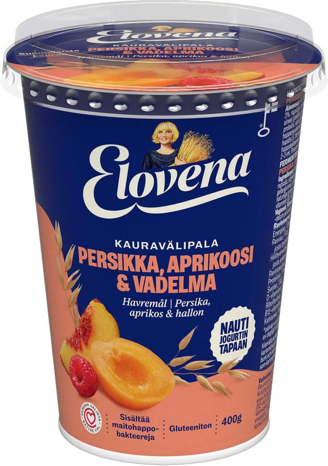 Elovena 400g persikka-aprikoosi-vadelma kauravälipala