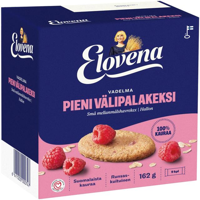 Elovena 9x18g vadelma pieni välipalakeksi 100% kauraa