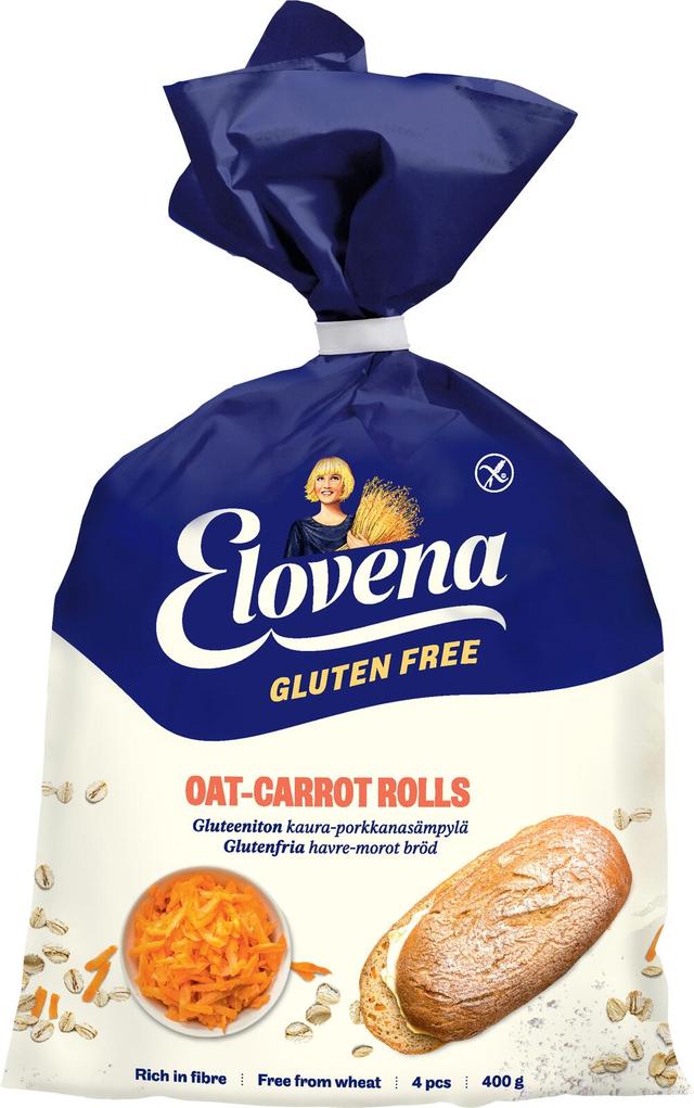 Elovena 400g gluteenittomat kaura-porkkanasämpylät, pakaste