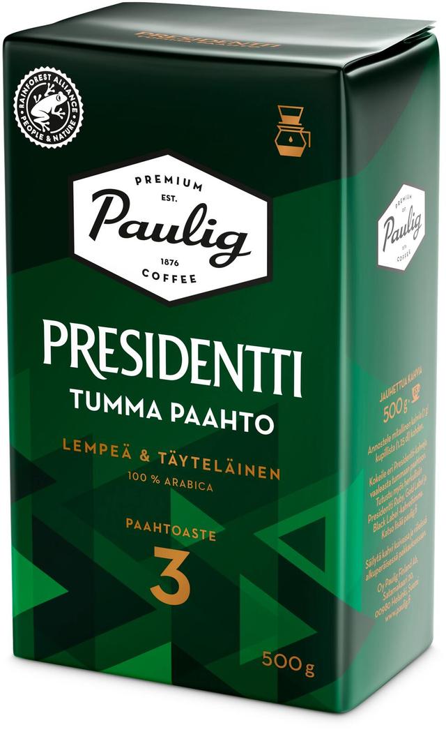 Paulig Presidentti Tumma Paahto kahvi suodatinjauhatus 500g