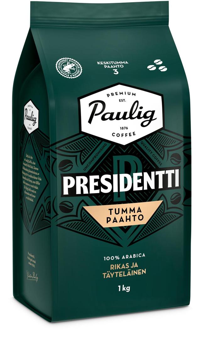 Paulig Presidentti Tumma Paahto kahvi kahvipapu 1kg