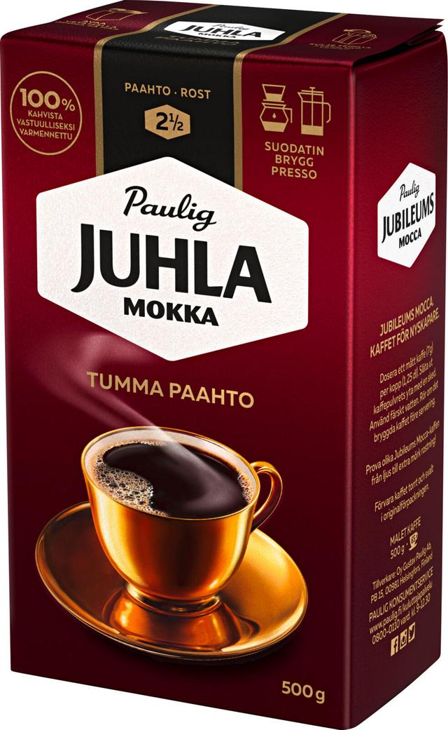 Paulig Juhla Mokka Tumma Paahto kahvi suodatinjauhatus 500g