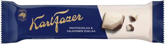 Karl Fazer maitosuklaa ja valkosuklaa suklaapatukka 38g