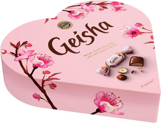 Fazer Geisha Sydän hasselpähkinänougat suklaakonvehti 225g