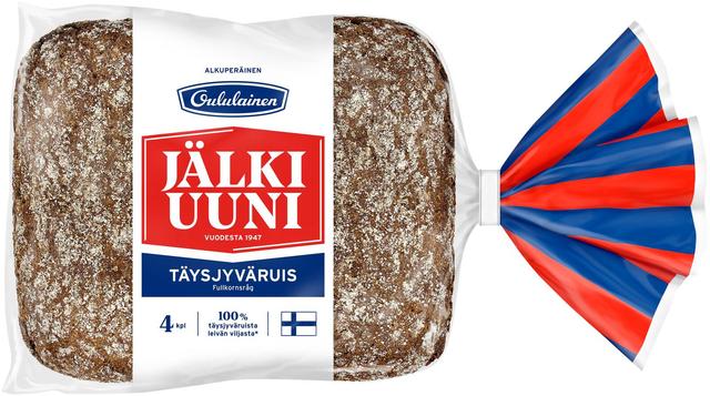 Oululainen Jälkiuuni Täysjyväruis 4kpl 240g, täysjyväruisleipä