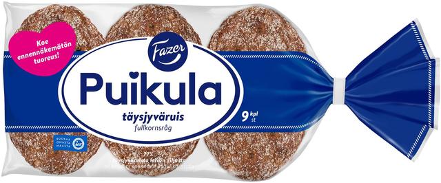 Fazer Puikula Täysjyväruis 9kpl 500g, täysjyväruisleipä