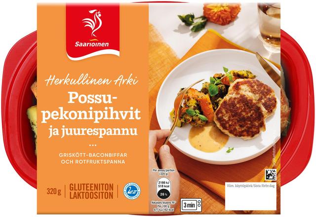 Saarioinen Possu-pekonipihvit ja juurespannu 320g