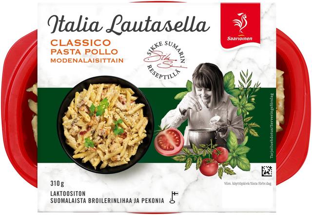 Saarioinen Classico Pasta Pollo modenalaisittain, kana-pekonipasta 310g