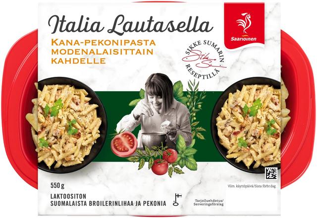 Saarioinen Kana-pekonipasta modenalaisittain kahdelle 550g