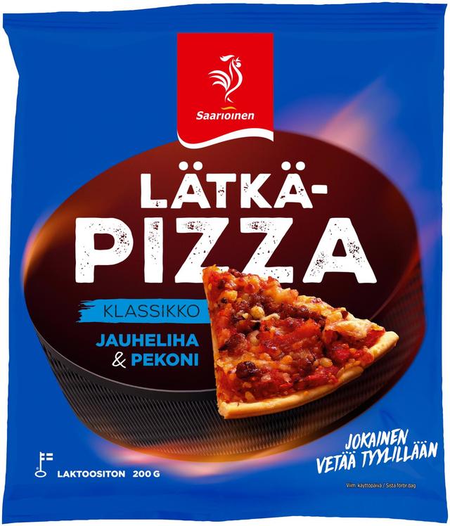 Saarioinen Lätkäpizza, jauheliha-pekonipizza 200g