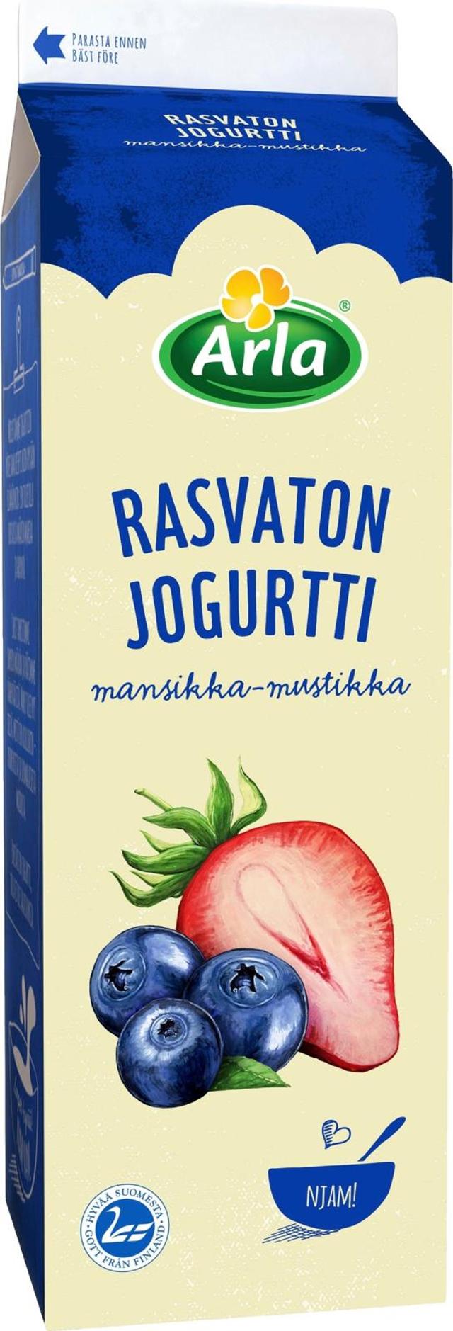 Arla Rasvaton Mansikka-mustikkajogurtti 1kg