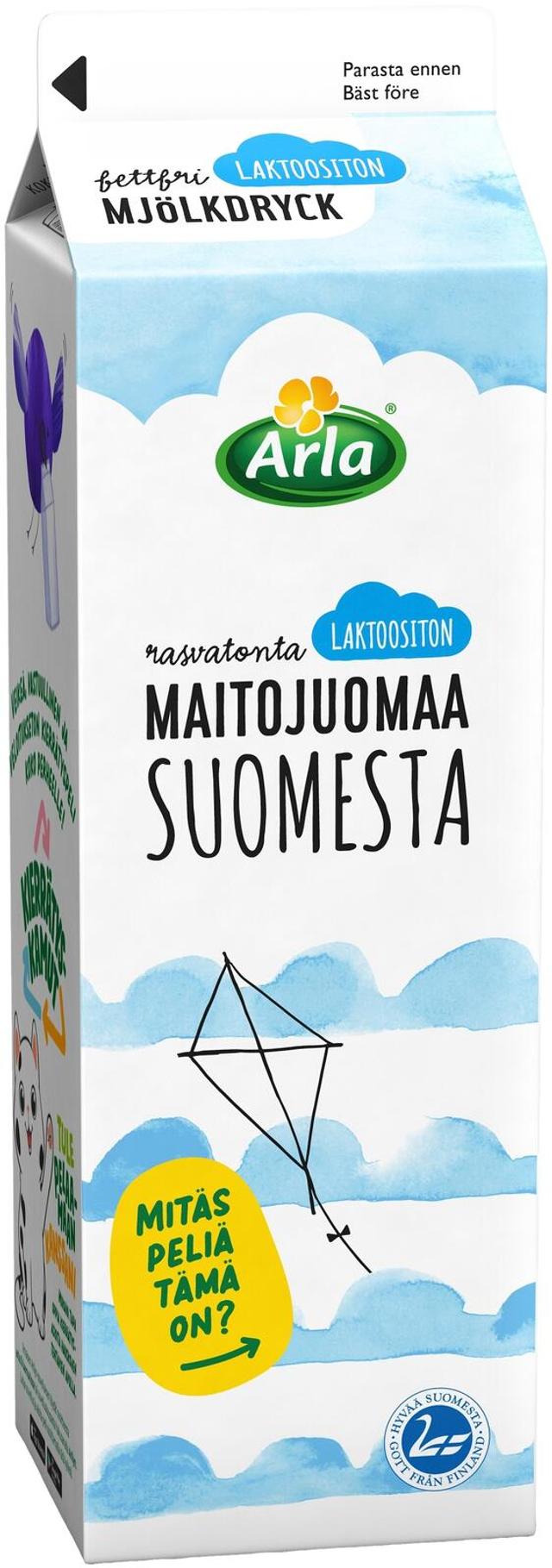 Arla Laktoositon rasvaton maitojuoma 1 L Suomi ESL