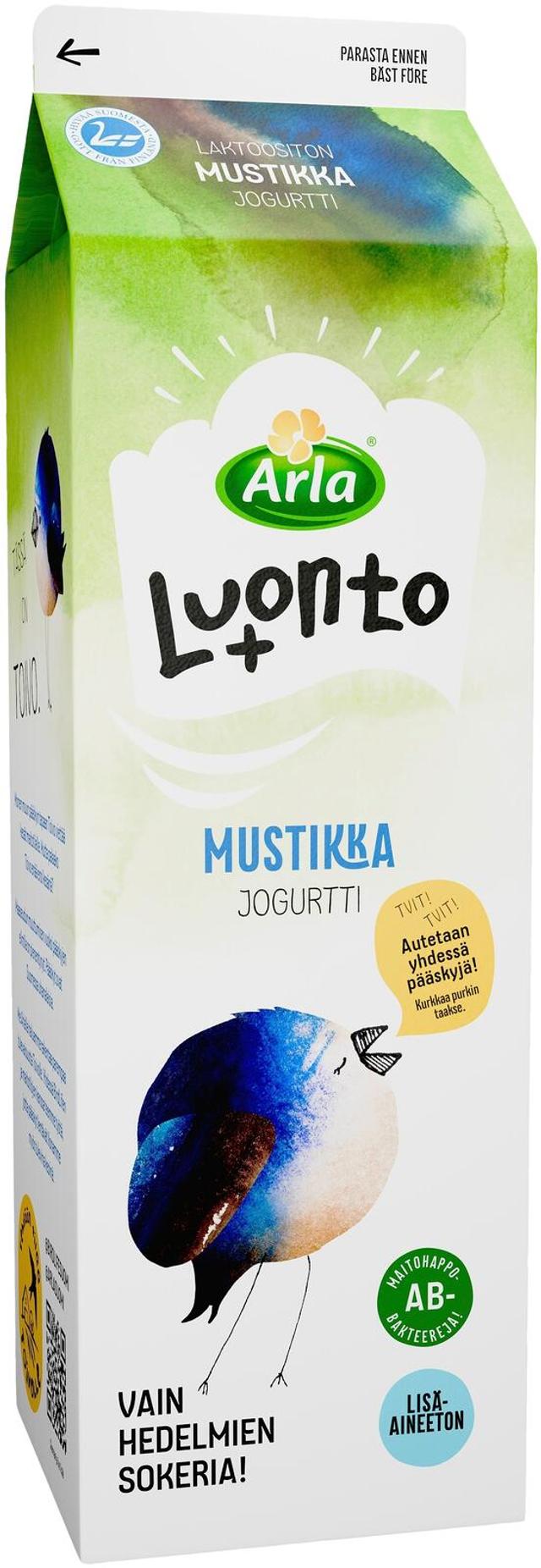 Arla Luonto+ AB mustikka laktoositon jogurtti 1 kg