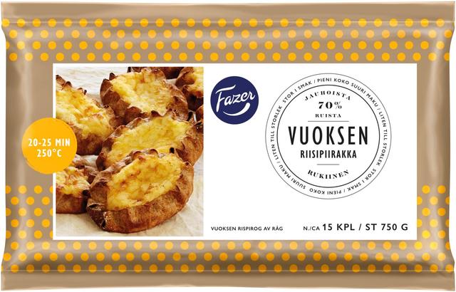 Fazer Vuoksen Riisipiirakka 15kpl 750g, raakapakaste