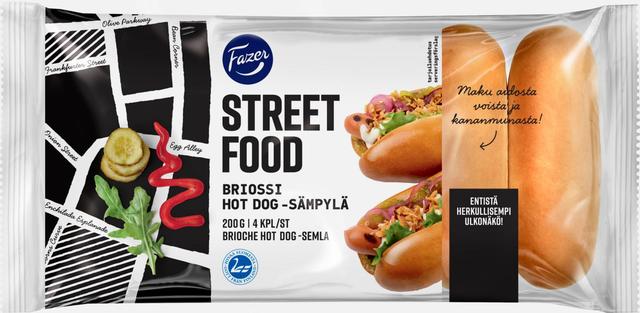 Fazer Street Food Briossi Hot dog -sämpylä 4kpl 200g