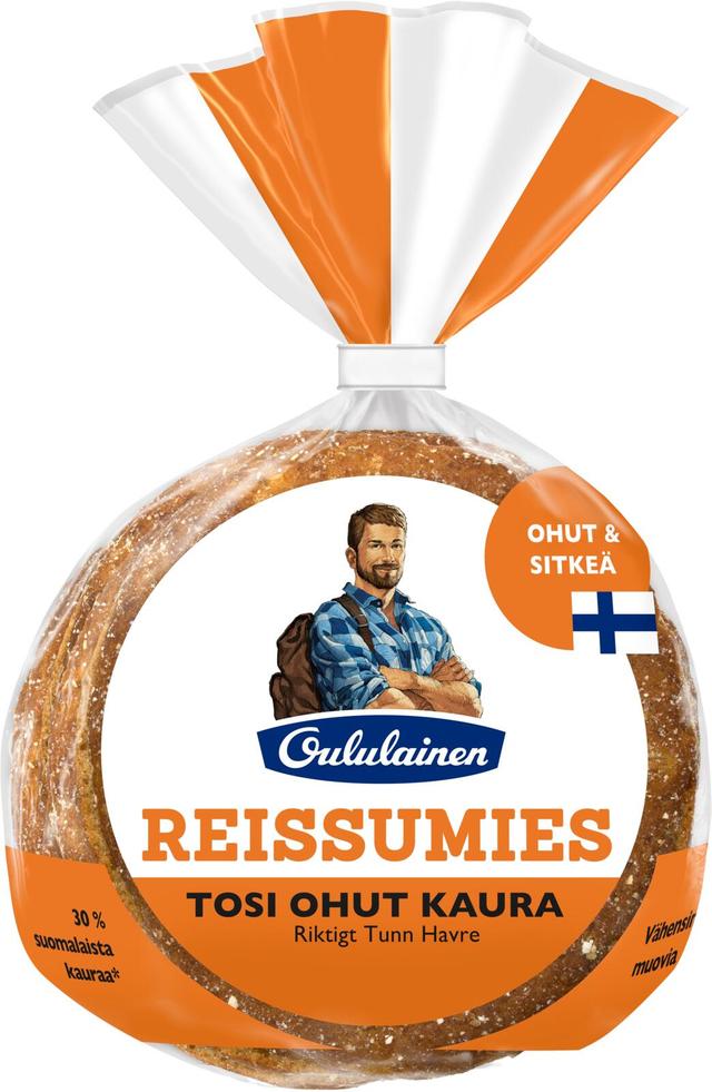 Oululainen Reissumies Tosi Ohut Kaura 5kpl 210g, kaurasekaleipä