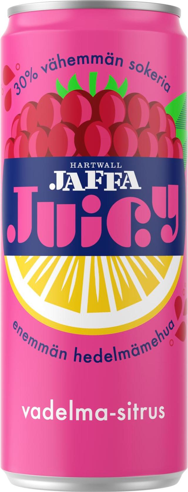 Hartwall Jaffa Juicy Vadelma-sitrus virvoitusjuoma 0,33 l